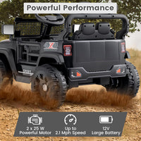 INFANS 12V Ride On Truck, Battery Powered Electric Vehicle for Kids with Remote Control, Foldable Reflective Mirror, Spring Suspension, Music, LED Lights, Ride on Toy for 3+ Boys Girls