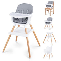 INFANS Wooden 8 in 1 Baby High Chair, Convertible to Booster Seat Counter Stool