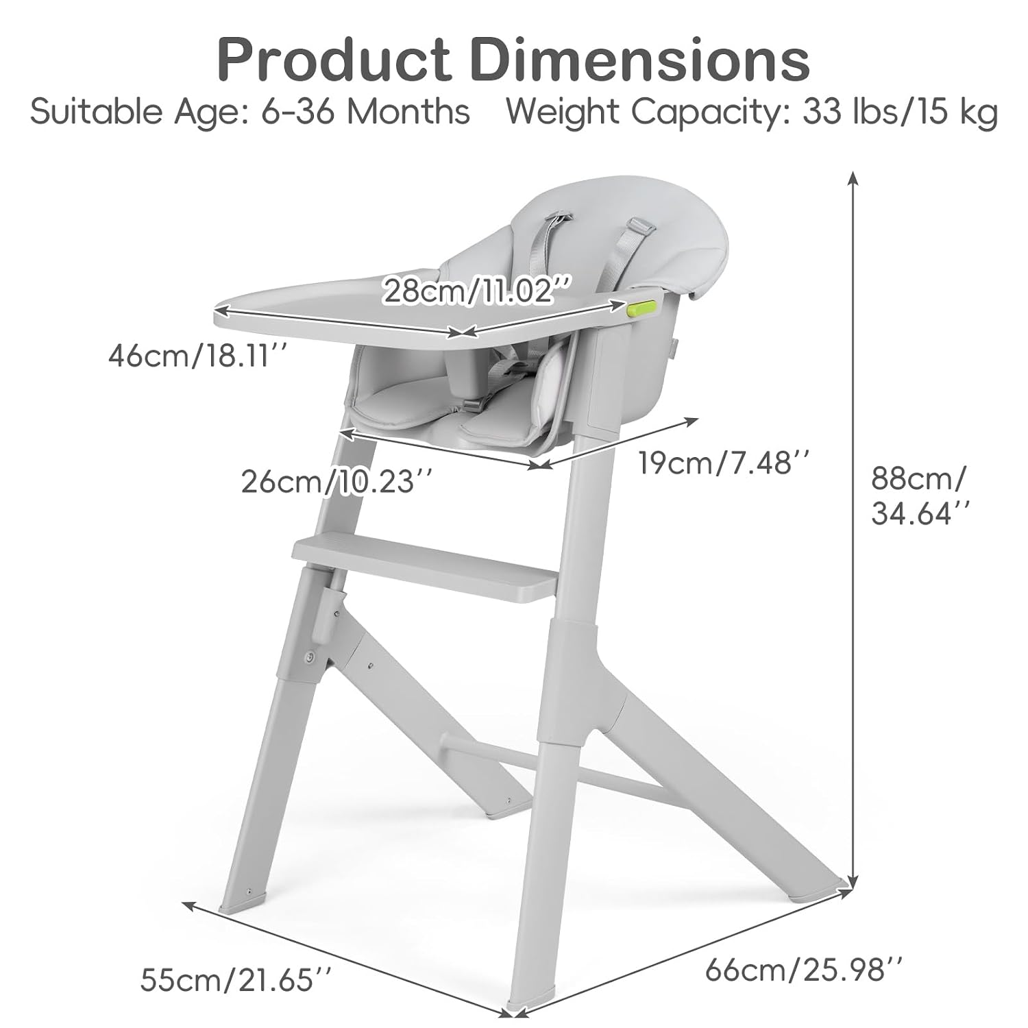 INFANS Baby High Chair, Full-Body Washable High Chairs for Babies and Toddlers