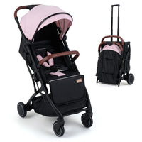 INFANS Lightweight Travel Stroller, Compact Airplane Baby Stroller with One-Hand Fold, Recline, Canopy, Suspension & Storage