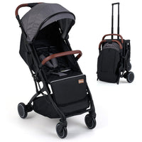 INFANS Lightweight Travel Stroller, Compact Airplane Baby Stroller with One-Hand Fold, Recline, Canopy, Suspension & Storage