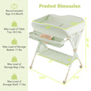INFANS Baby Changing Table with Wheels, Portable Folding Diaper Station Nursery Organizer with Safety Belt