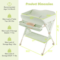INFANS Baby Changing Table with Wheels, Portable Folding Diaper Station Nursery Organizer with Safety Belt