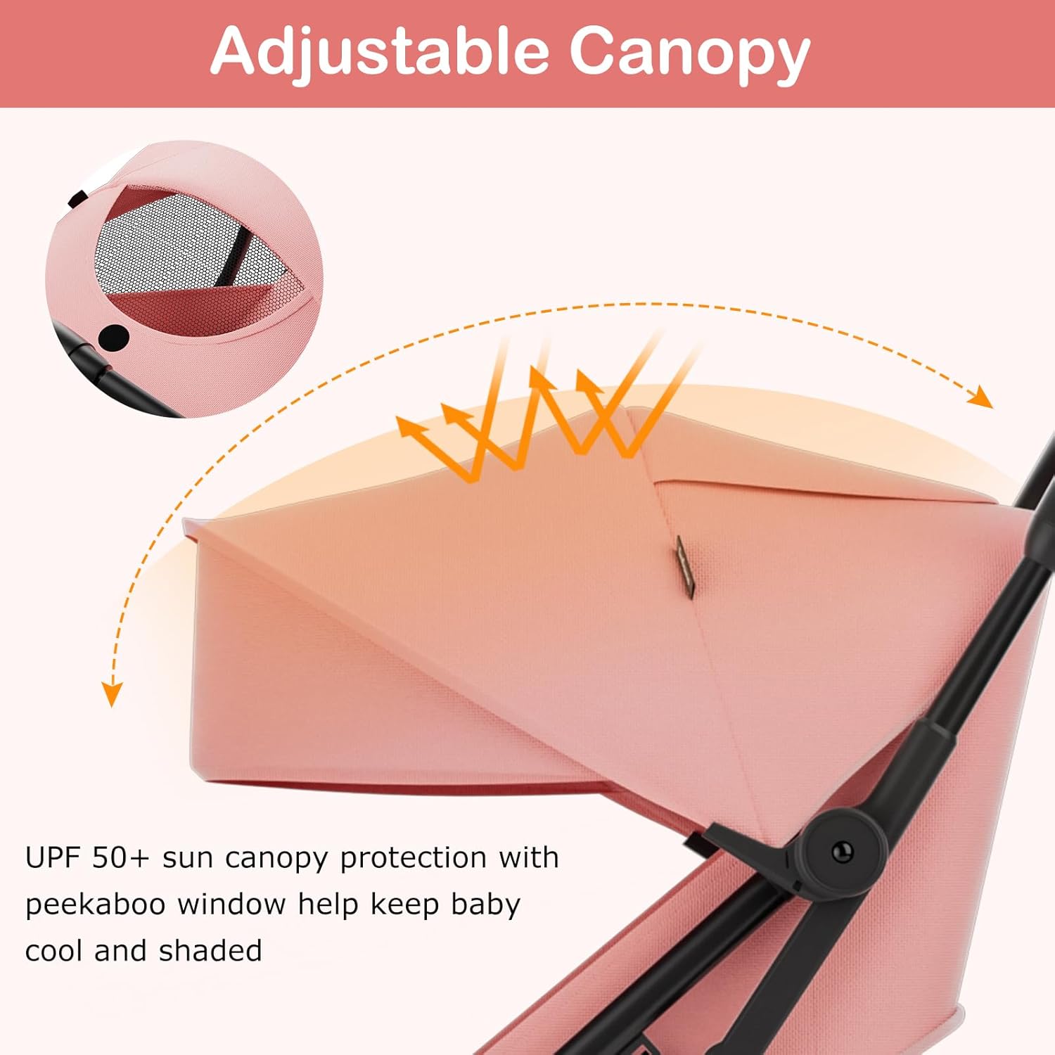 INFANS Ultra-Compact Fold Airplane Ready Travel Stroller, One-Hand Gravity Fold Near Flat Recline Seat