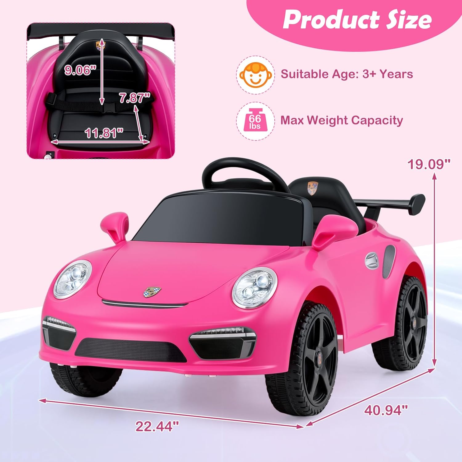 INFANS Licensed Porsche Ride on Car 12V Kids Electric Vehicle with Remote Control