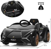 INFANS 12V Licensed Lamborghini Sian Kids Ride on Car with Parent Remote Control, Electric Toy Roadster Carbon Fiber Textured