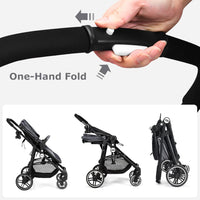 INFANS 2 in 1 Baby Stroller, High Landscape Infant Stroller & Reversible Bassinet Pram, Foldable Pushchair with Adjustable Canopy