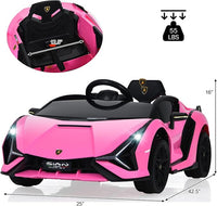 INFANS 12V Licensed Lamborghini Sian Kids Ride on Car with Parent Remote Control, Electric Toy Roadster Carbon Fiber Textured