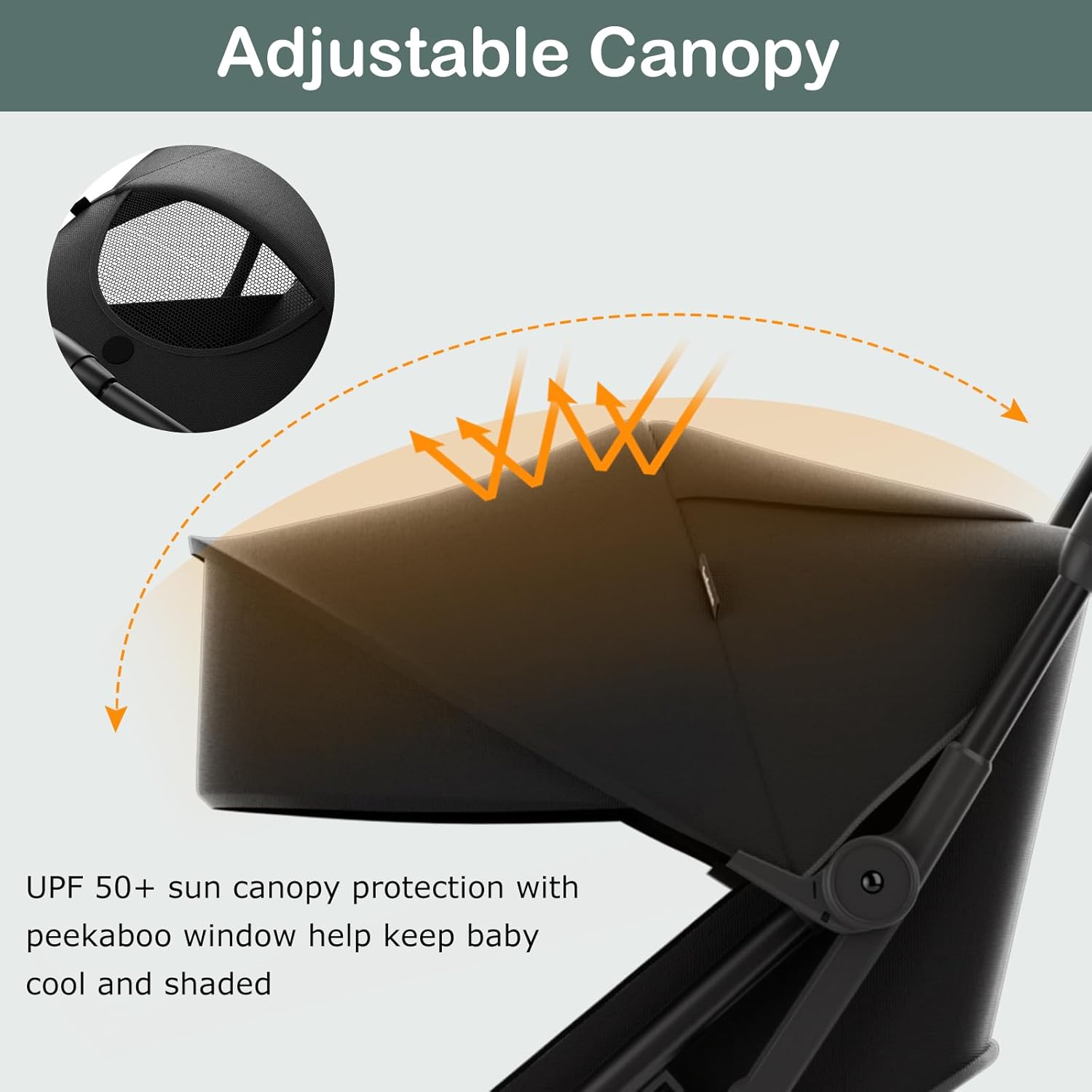 INFANS Ultra-Compact Fold Airplane Ready Travel Stroller, One-Hand Gravity Fold Near Flat Recline Seat