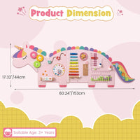 INFANS Pink Castle Sensory Wall, 11 in 1 Wooden Montessori Busy Board Panel, Toddler Wall Mounted Activity Center, Educational Toys Learning Gift for Boys Girls