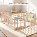 INFANS Wooden Baby Playpen with Adjustable Size & Shape, 8 Panels, Child Proof Lock, Easy to Assemble, 63" x 63" Portable Play Yard
