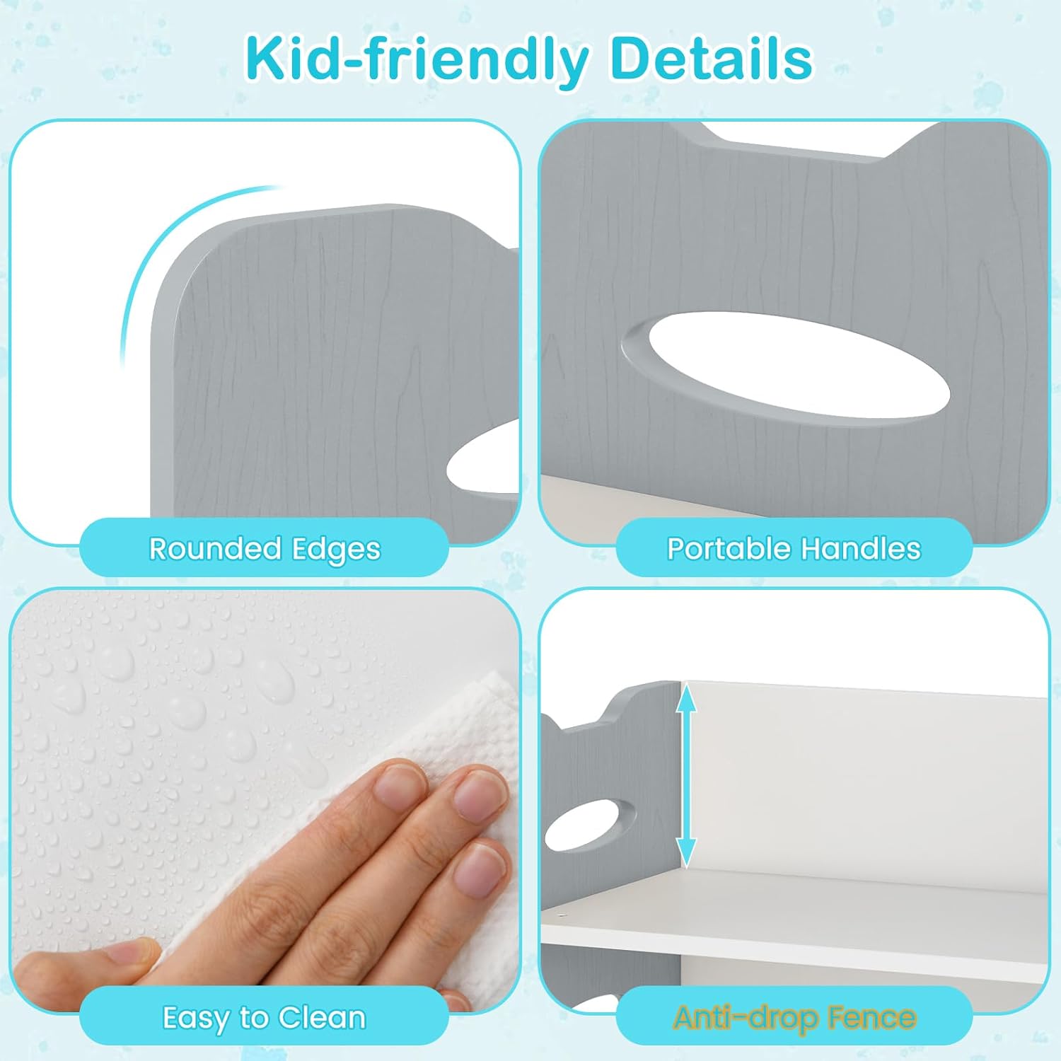 INFANS Kids Table and Chair Set, Toddler 3-Piece Activity Table with 2 Chairs for Building Block Drawing Reading Eating Art Crafts, Children Montessori Furniture for Playroom Kindergarten