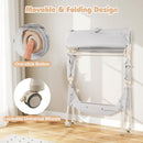 INFANS Baby Changing Table with Wheels, Portable Folding Diaper Station Nursery Organizer with Safety Belt