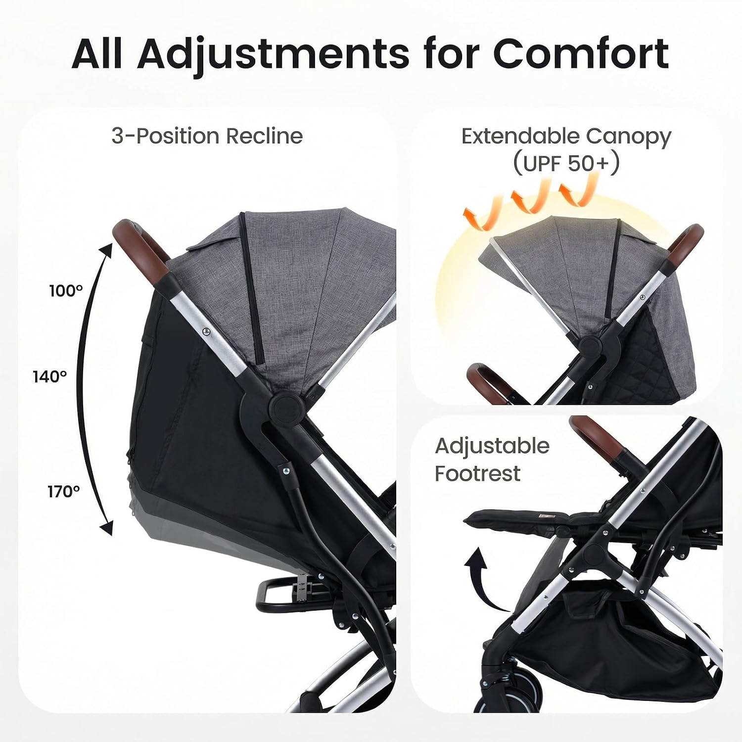 INFANS Lightweight Travel Stroller, Compact Airplane Baby Stroller with One-Hand Fold, Recline, Canopy, Suspension & Storage