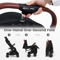 INFANS Lightweight Travel Stroller, Compact Airplane Baby Stroller with One-Hand Fold, Recline, Canopy, Suspension & Storage