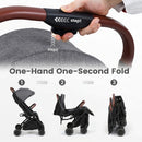 INFANS Lightweight Travel Stroller, Compact Airplane Baby Stroller with One-Hand Fold, Recline, Canopy, Suspension & Storage