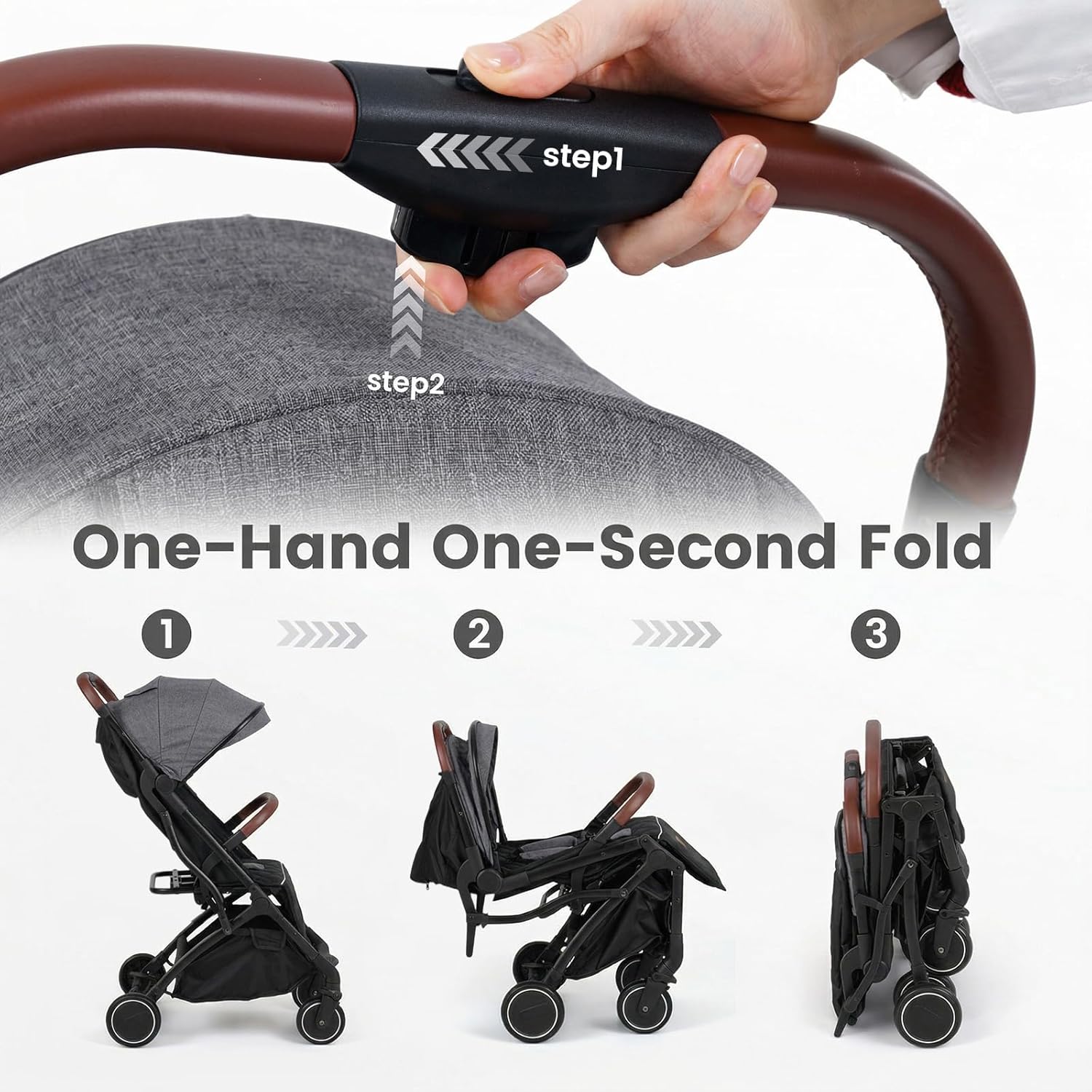 INFANS Lightweight Travel Stroller, Compact Airplane Baby Stroller with One-Hand Fold, Recline, Canopy, Suspension & Storage