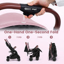 INFANS Lightweight Travel Stroller, Compact Airplane Baby Stroller with One-Hand Fold, Recline, Canopy, Suspension & Storage