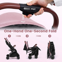 INFANS Lightweight Travel Stroller, Compact Airplane Baby Stroller with One-Hand Fold, Recline, Canopy, Suspension & Storage