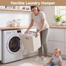 INFANS Wooden Baby Changing Table with 3 Fabric Drawers & Laundry Hamper