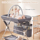 INFANS Portable Baby Changing Table with Wheels, Foldable Diaper Changing Station with Adjustable Heights