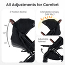 INFANS Lightweight Travel Stroller, Compact Airplane Baby Stroller with One-Hand Fold, Recline, Canopy, Suspension & Storage