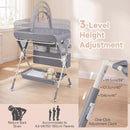 INFANS Portable Baby Changing Table with Wheels, Foldable Diaper Changing Station with Adjustable Heights