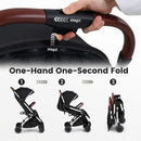 INFANS Lightweight Travel Stroller, Compact Airplane Baby Stroller with One-Hand Fold, Recline, Canopy, Suspension & Storage