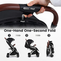INFANS Lightweight Travel Stroller, Compact Airplane Baby Stroller with One-Hand Fold, Recline, Canopy, Suspension & Storage