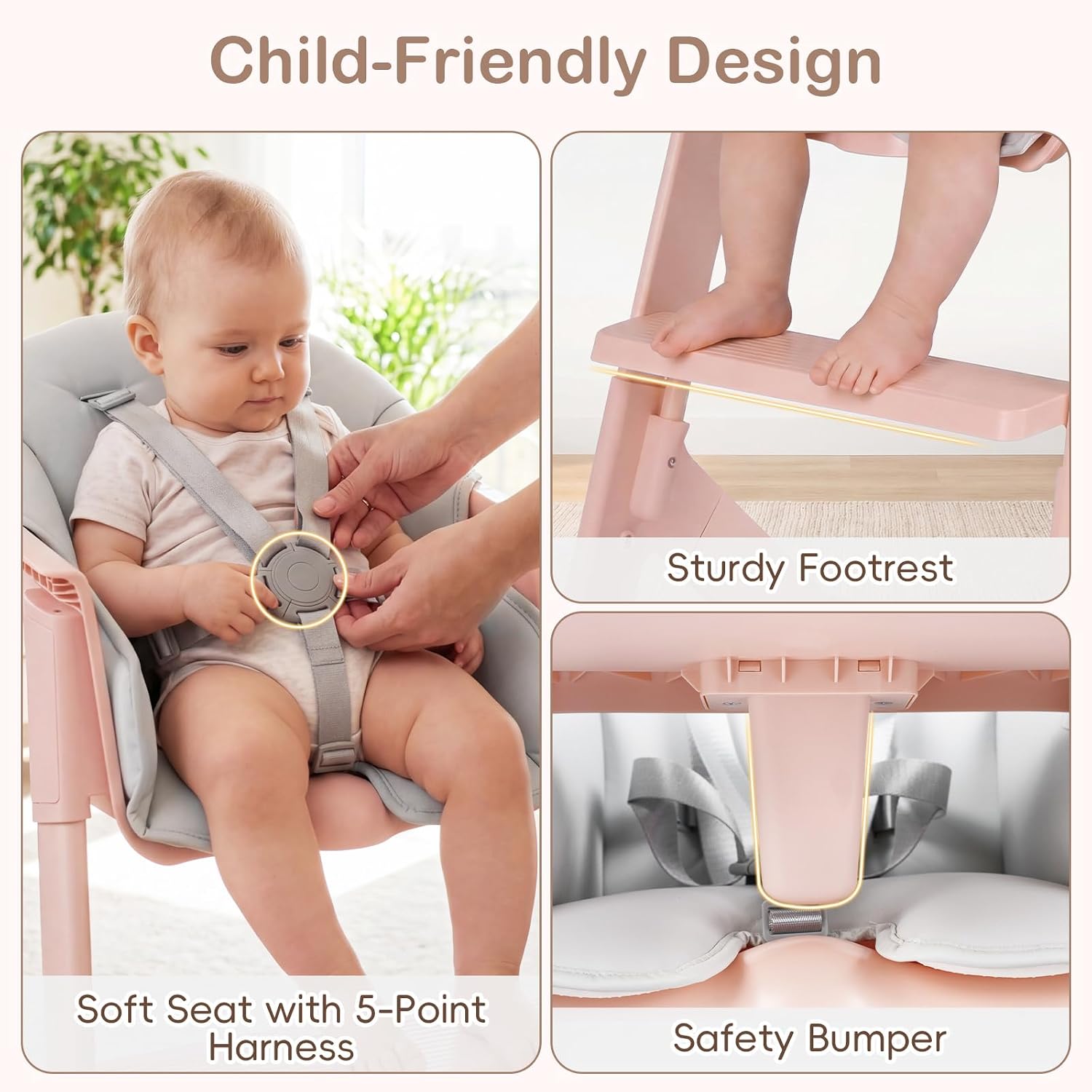 INFANS Baby High Chair, Full-Body Washable High Chairs for Babies and Toddlers