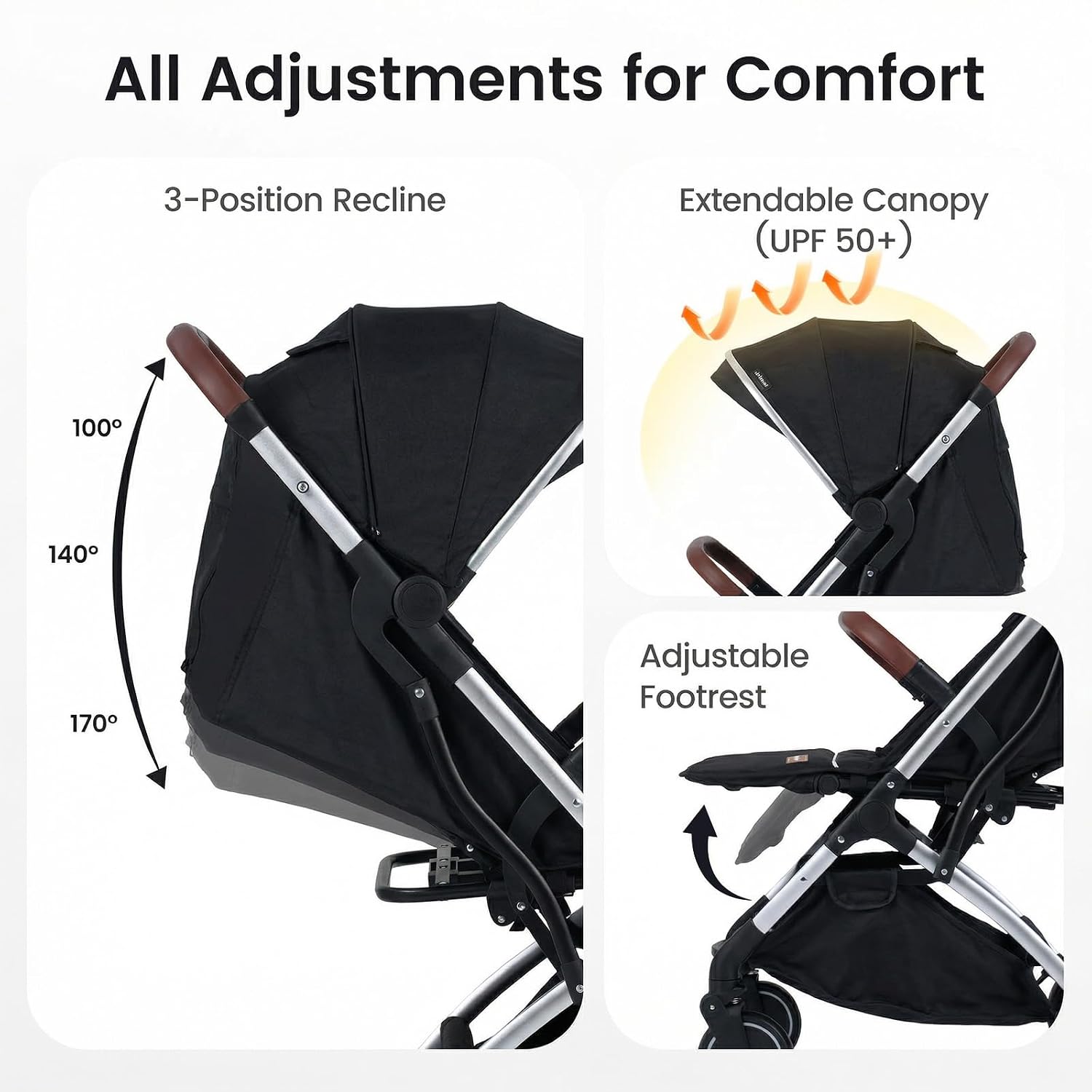 INFANS Lightweight Travel Stroller, Compact Airplane Baby Stroller with One-Hand Fold, Recline, Canopy, Suspension & Storage