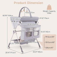 INFANS Portable Baby Changing Table with Wheels, Foldable Diaper Changing Station with Adjustable Heights