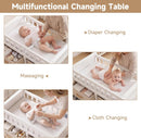 INFANS Wooden Baby Changing Table with 3 Fabric Drawers & Laundry Hamper