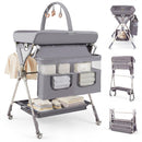 INFANS Portable Baby Changing Table with Wheels, Foldable Diaper Changing Station with Adjustable Heights