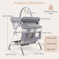 INFANS Portable Baby Changing Table with Wheels, Foldable Diaper Changing Station with Adjustable Heights