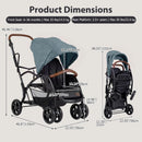 INFANS Double Stroller with Leather Handle, Front Seat 2-Position Recline, Dual Rear Brakes and Lockable Front Wheels