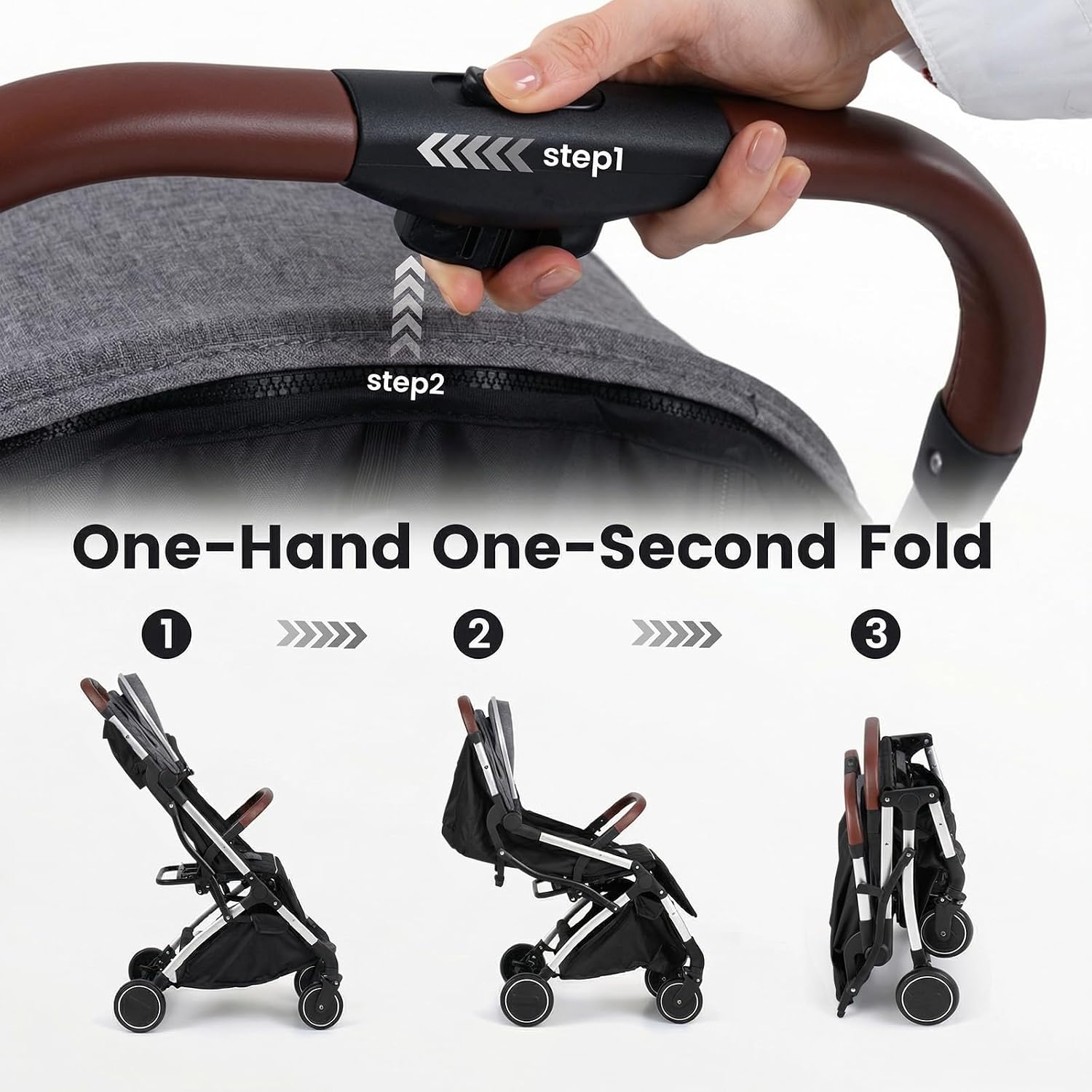 INFANS Lightweight Travel Stroller, Compact Airplane Baby Stroller with One-Hand Fold, Recline, Canopy, Suspension & Storage