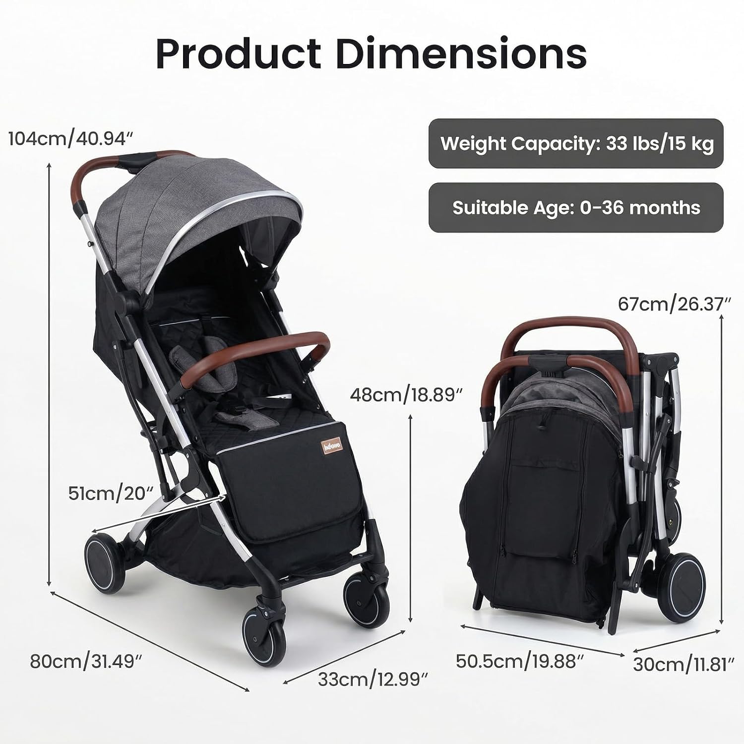 INFANS Lightweight Travel Stroller, Compact Airplane Baby Stroller with One-Hand Fold, Recline, Canopy, Suspension & Storage