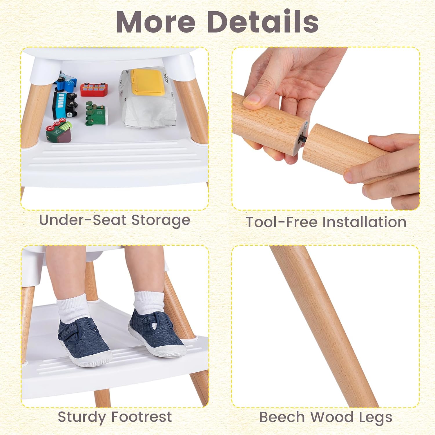 INFANS Wooden 8 in 1 Baby High Chair, Convertible to Booster Seat Counter Stool
