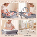 INFANS Portable Baby Changing Table with Wheels, Foldable Diaper Changing Station with Adjustable Heights
