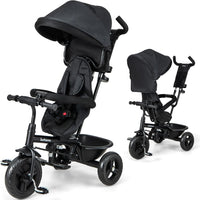 INFANS Kids Tricycle, 6 in 1 Baby Trike Toddler Bike with Reversible Seat, Adjustable Push Handle, Removable Canopy