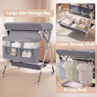 INFANS Portable Baby Changing Table with Wheels, Foldable Diaper Changing Station with Adjustable Heights