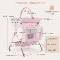 INFANS Portable Baby Changing Table with Wheels, Foldable Diaper Changing Station with Adjustable Heights