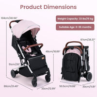 INFANS Lightweight Travel Stroller, Compact Airplane Baby Stroller with One-Hand Fold, Recline, Canopy, Suspension & Storage