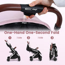 INFANS Lightweight Travel Stroller, Compact Airplane Baby Stroller with One-Hand Fold, Recline, Canopy, Suspension & Storage
