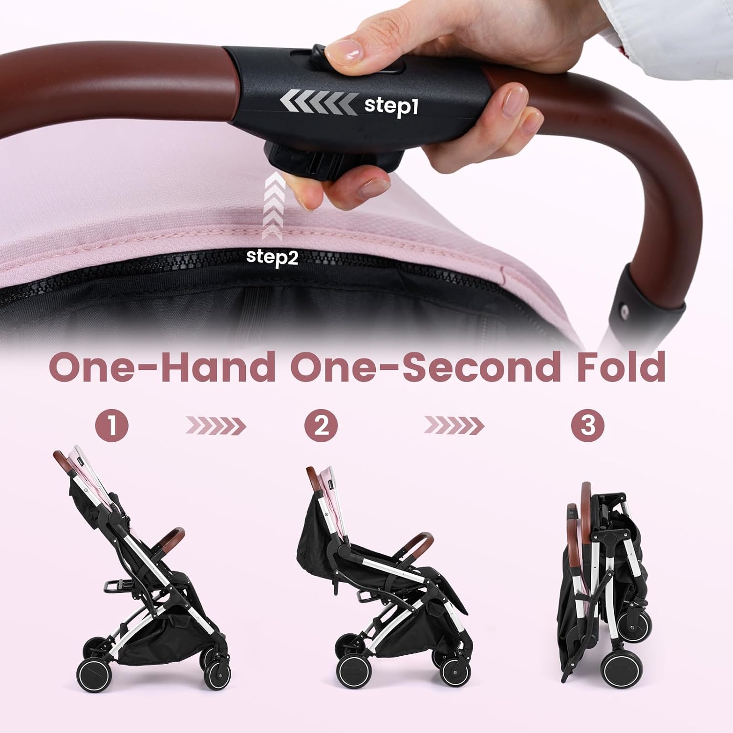 INFANS Lightweight Travel Stroller, Compact Airplane Baby Stroller with One-Hand Fold, Recline, Canopy, Suspension & Storage