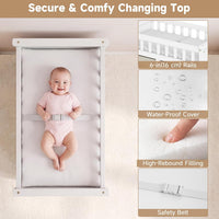 INFANS Wooden Baby Changing Table with 3 Fabric Drawers & Laundry Hamper