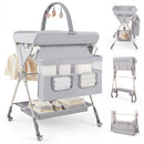 INFANS Portable Baby Changing Table with Wheels, Foldable Diaper Changing Station with Adjustable Heights