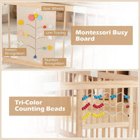 INFANS Wooden Baby Playpen with Adjustable Size & Shape, 8 Panels, Child Proof Lock, Easy to Assemble, 63" x 63" Portable Play Yard