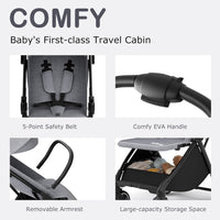 INFANS Ultra-Compact Fold Airplane Ready Travel Stroller, One-Hand Gravity Fold Near Flat Recline Seat
